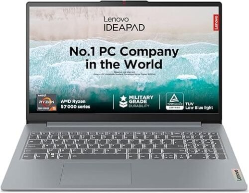 Lenovo IdeaPad Slim 3 15AMN8 AMD Ryzen 5 15.6 inch 16GB 512GB Windows 11 Home MS Office 2021 AMD Radeon 610M FHD IPS Display Arctic Grey 82XQ0096IN (Laptop)