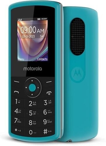 Motorola All-New A10 Dual Sim keypad Phone with Voice Feature  Long-Lasting Battery Backup  Wireless FM with Recording  Bluetooth Connectivity  Auto Call Recording  Teal Blue (Keypad Mobile)