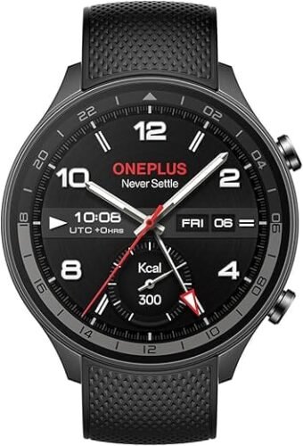 OnePlus Watch 2R Wi-Fi+GPS+Bluetooth Wear OS 4 Smartwatch 36.32mm AMOLED Display Dual Frequency Gunmetal Gray Strap (Smartwatch)