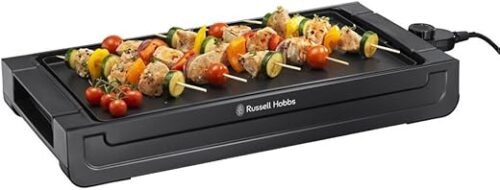 Russell Hobbs 2400W Fiesta Removable Plate Griddle 50cmx26cm Drip tray Temperature Control Dishwasher safe Electric Grill Tandoor Barbeque BBQ Griller for Grilling Meat Fish & Vegetables 22550-56 (Electric Griddle)