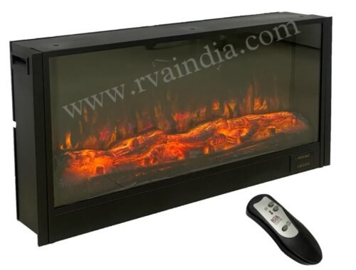 RVA Decorative Electric Fireplace 36x18x7 inches No Heat with Remote Matt Black (Electric Fireplace)