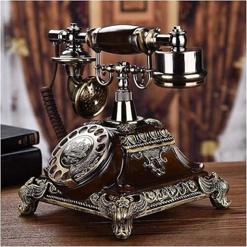 Scizor Home Office Decor Landlines Fashion Creative Antique European Pastoral Retro Wired Phone Nostalgic Style Rotary Dial with Resin Body Used for Office Home Living Room Telephone Line (Telephone)