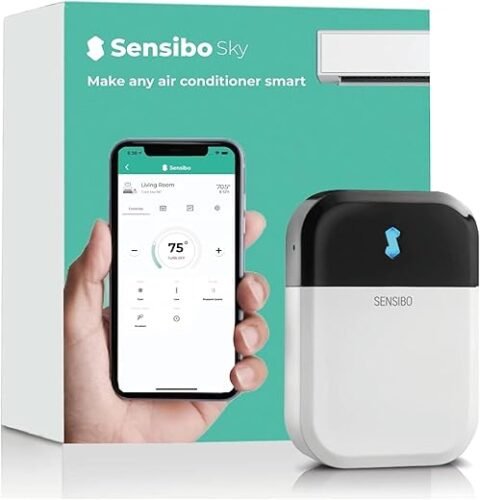 Sensibo Sky Smart Wireless Air Conditioner Controller. Quick & Easy DIY Installation. Maintains Comfort with Energy Efficient. Automatic Wifi Thermostat Control App. Google Alexa and Siri Compatible (Smart Thermostat)