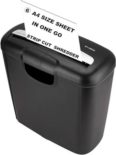 SToK ST-10Scc 6-Sheet Strip Cut Paper and Credit Card Shredder with 10 Liter Waste Basket Capacity 1 Year Offsite Warranty (Shredder)