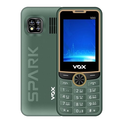 Vox V20 Feature Phone with 2500 mAh Battery 2.4″ Display Dual Sim Green (Keypad Mobile)